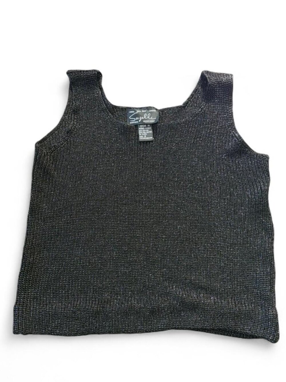 Black mesh knit knitted sweater tank top vtg   Size Small  Suzelle   Vintage y2k